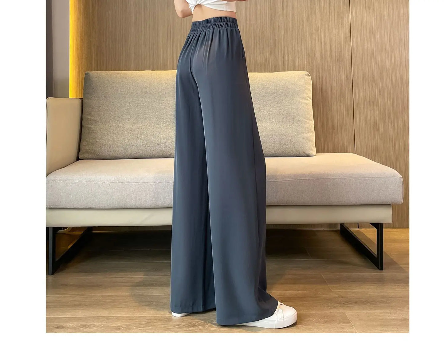 High Waist Wide Leg Pants Women's Loose Casual Straight Nine Points Super plus Size Slimming Trousers Korean Sle Spring Aut...