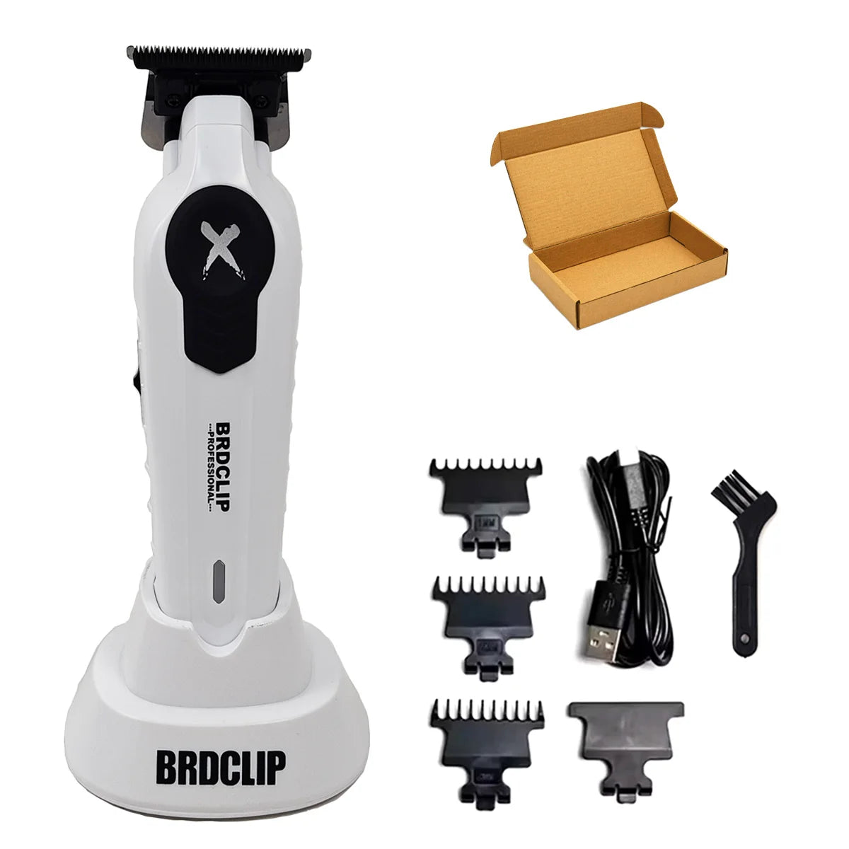 BRDCLIP  X Series White FA1T 7700RPM Professional Electric Hair Trimmer Hair Clipper For man carving DLC Blade Barber Shop Tool