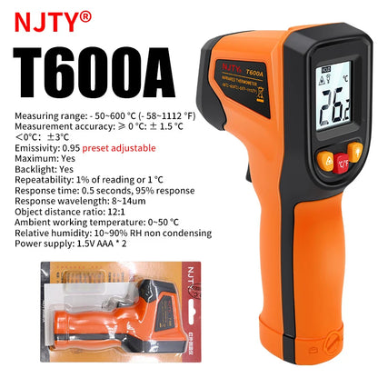 T400 T600 Digital Infrared Thermometer -50℃ to 400/600℃ High Precision Pyrometer Industrial Non-contact Temperature Sensor