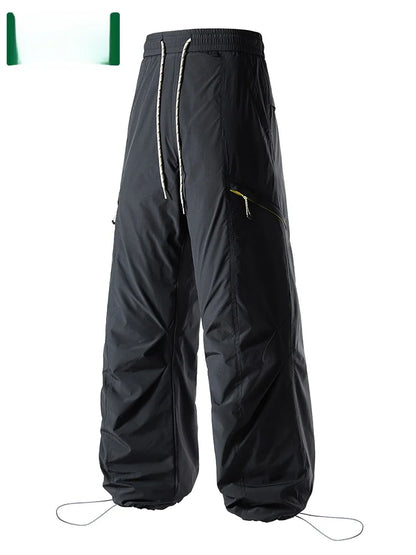 Thickened Duck down Men's Trousers Autumn Winter Warmth Workwear Loose Fit 90 White Duck down Filling Windproof Pants