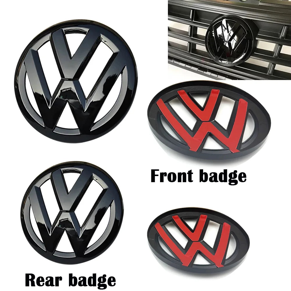 2pcs ABS Car Front Grill Emblem Rear Trunk Badge Logo for Volkswagen VW Golf 6 7 7.5 8 MK6 MK7 MK8 Sticker Emblem