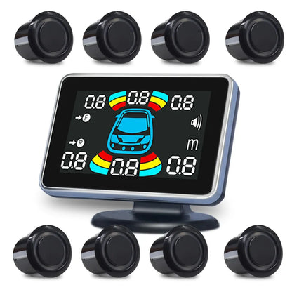 8 Parking Sensor Parktronic Car Automobile Reversing Backup Radar Electronics Rear Auto Detector Backing Assistance Kit Buzzer