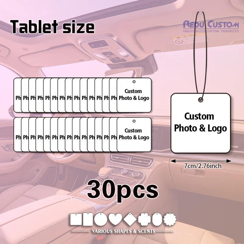 30 Personalized Car Air Freshener Cards, Available in Various Scents, with Long-Lasting Fragrance, Can Be Customized with Company Logos/Wedding Invitation Cards/Holiday Gifts
