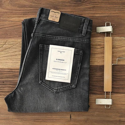Autumn New American Retro 14OZ Thickened Denim Jeans Men's Fashion Washed Old Heavyweight Straight Casual Pants