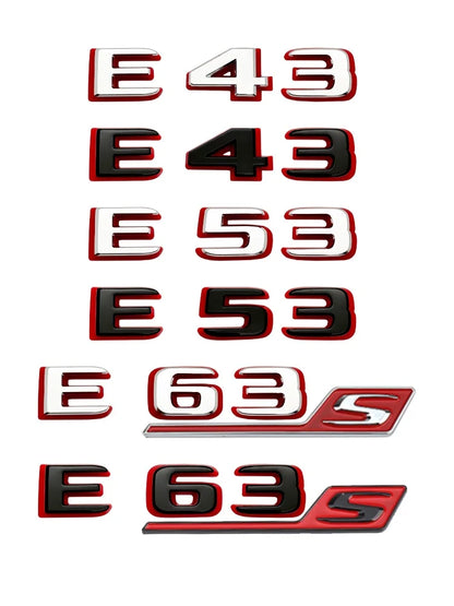 2024 New style Two tone Letters Numbers Emblem E43 E53 E63s for Car Fender Trunk Rear W212 W213 W214 Sticker