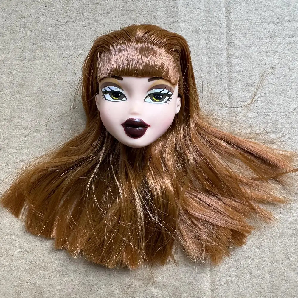 2001 Version Rare Face Doll Heads Classical Sexy Mouth White Brown Skin Colorful Hair Girls Boys Doll Parts For Collectors