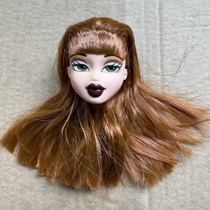 2001 Version Rare Face Doll Heads Classical Sexy Mouth White Brown Skin Colorful Hair Girls Boys Doll Parts For Collectors