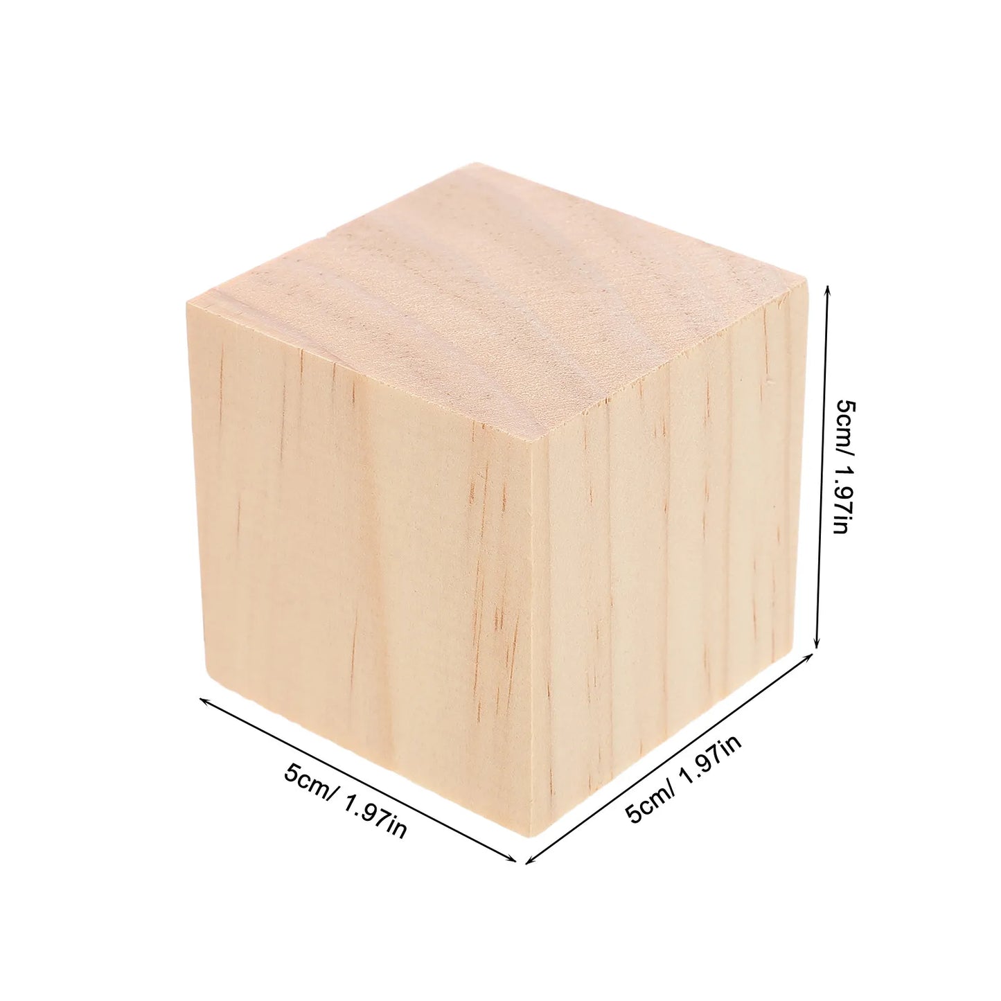 20Pcs Craft Wood Blocks Natural Solid Wood Squares 5Cm Blank Cubes for Painting Doodling Kids Learning Tools Family Interactive