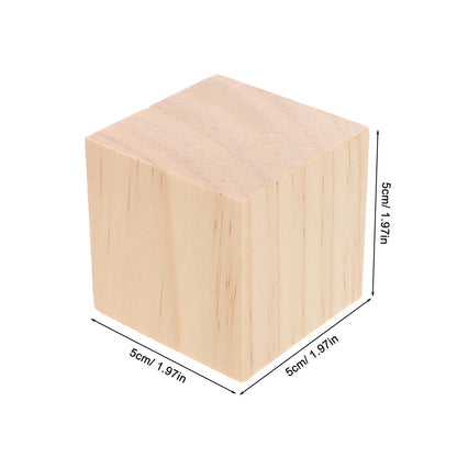 20Pcs Craft Wood Blocks Natural Solid Wood Squares 5Cm Blank Cubes for Painting Doodling Kids Learning Tools Family Interactive