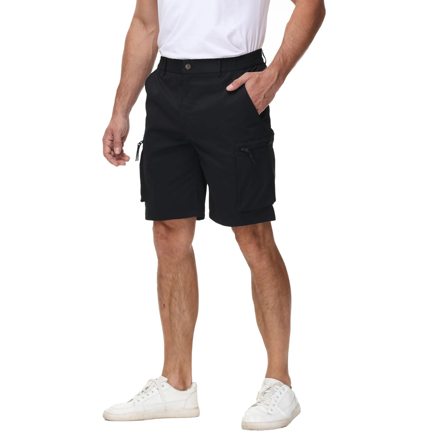 Men's Summer Breathable Cargo Shorts Loose Casual  Elastic Waist Multi-Pocket shorts Suitable for Outdoor Sports And Daily Wear