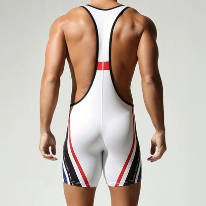 Men's one-piece shapewear, one-piece vest, high elasticity, tight fitting sports and fitness one-piece swimsuit