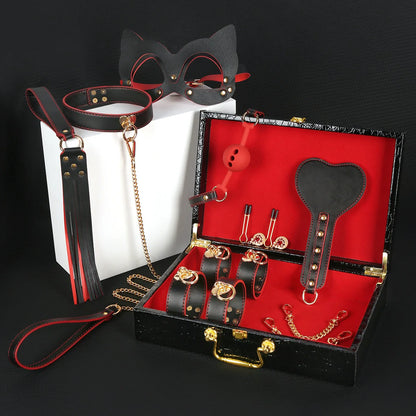 Erotic Sex Toys Leather 8 PCS BDSM Bondage Set with Case Adult Sex Games Restraints Kit Exotic Bondage Gear for Couples Sex Shop