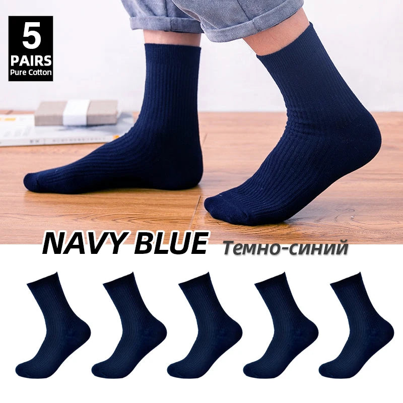 HSS Brand 2026 New 85% Pure Cotton Men Socks Casual Business Stripe Deodorant Breathable Man Travel Winter Sock 5 Pairs / Lot