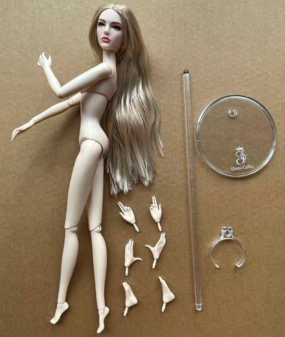 1/6 Female Super Model DC Doll Head Body Figure With Good Makeup Heads With 2 Pairs Hands 1 Feet and Clear Doll Stands