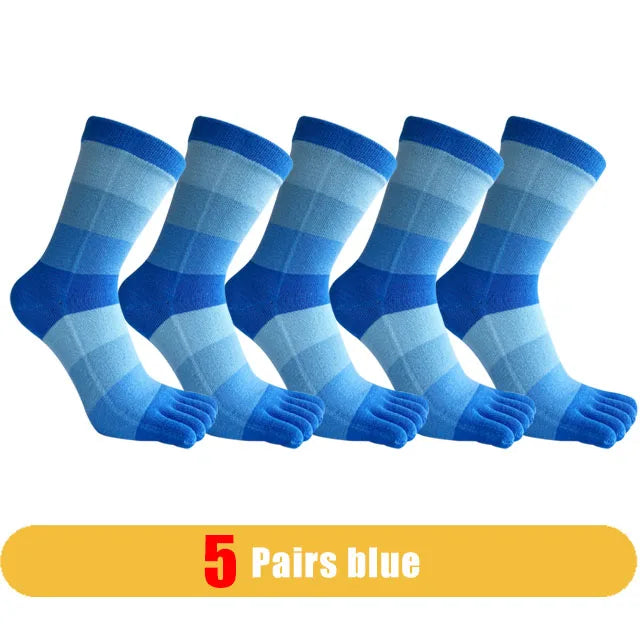 1/5 Pairs Man Short Socks Toe Striped Business Cotton Party Dress Soft Elastic Young Colorful Happy Funny Five Finger Socks Warm