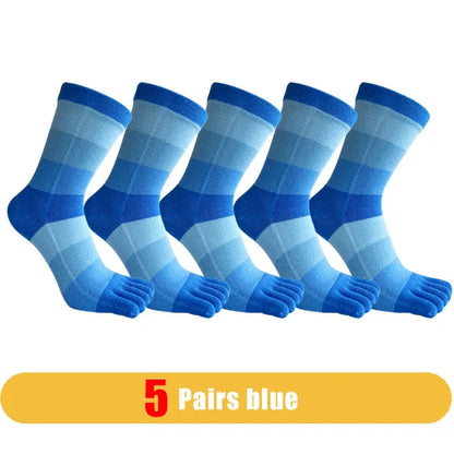 1/5 Pairs Man Short Socks Toe Striped Business Cotton Party Dress Soft Elastic Young Colorful Happy Funny Five Finger Socks Warm