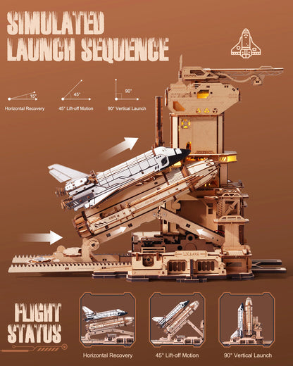 ROKR 3D Wooden Puzzle Space Shuttle Model Kits To Build STEM Toy Gift LKA02 For Adults