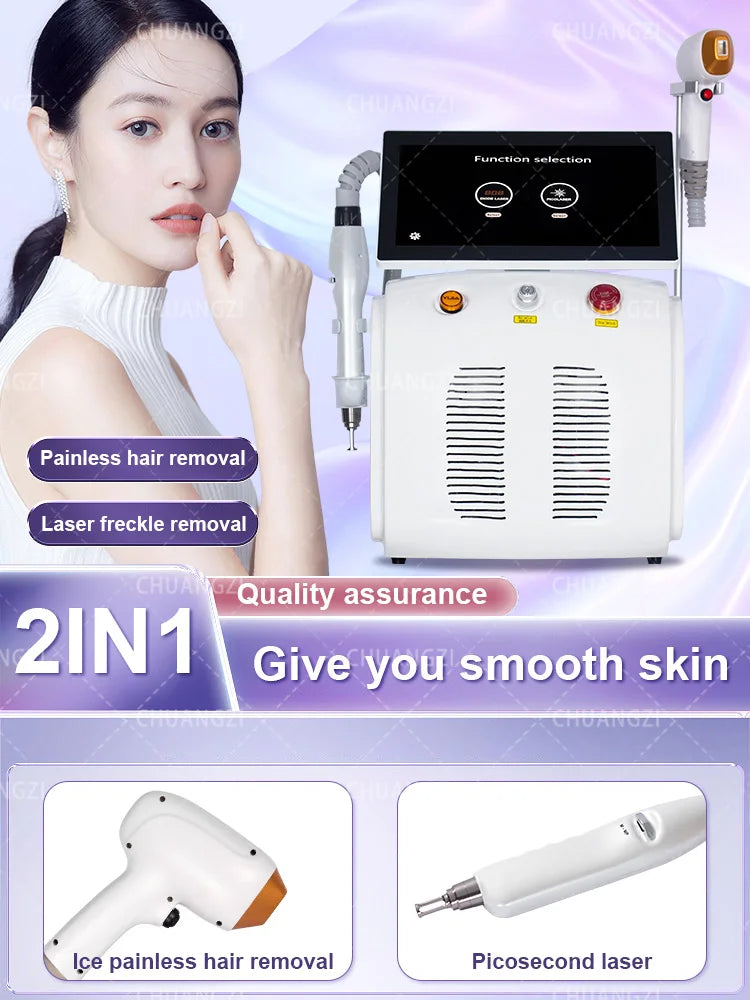 Titanium Soprano 2 in 1 Diode Laser Hair Removal Device  5000W Tattoo Removal Strong Hair Removal Laser Equipment