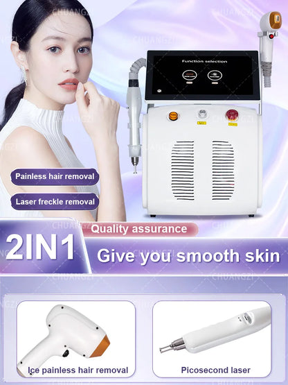Titanium Soprano 2 in 1 Diode Laser Hair Removal Device  5000W Tattoo Removal Strong Hair Removal Laser Equipment
