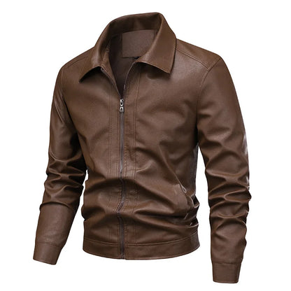 New Leather Jacket Men's Spring Men's Slim Lapel Jacket Men's Top Windproof Casual Jacket Men Motorcycle Jacket Men Clothing