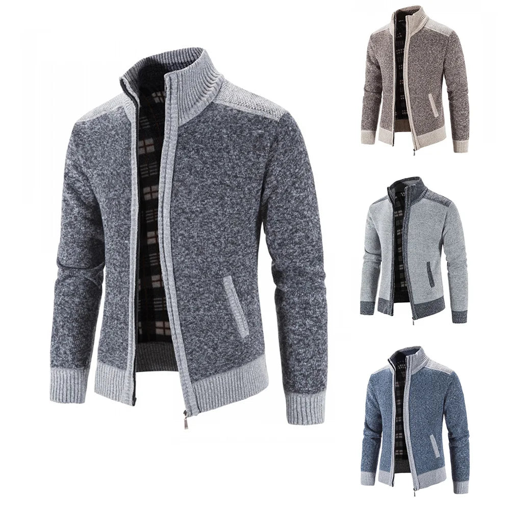 Autumn Winter Men's Thick Sweater Loose Casual Cardigan Sweater Jacket Zip Knitted Sweater Men Streetwear
