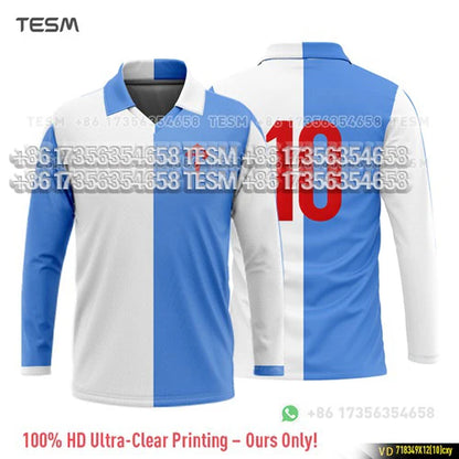 TESM Summer Men Long Sleeve 3D Printed Polo Shirt V-Neck Sports T-Shirt  Team Sports Training Shirts