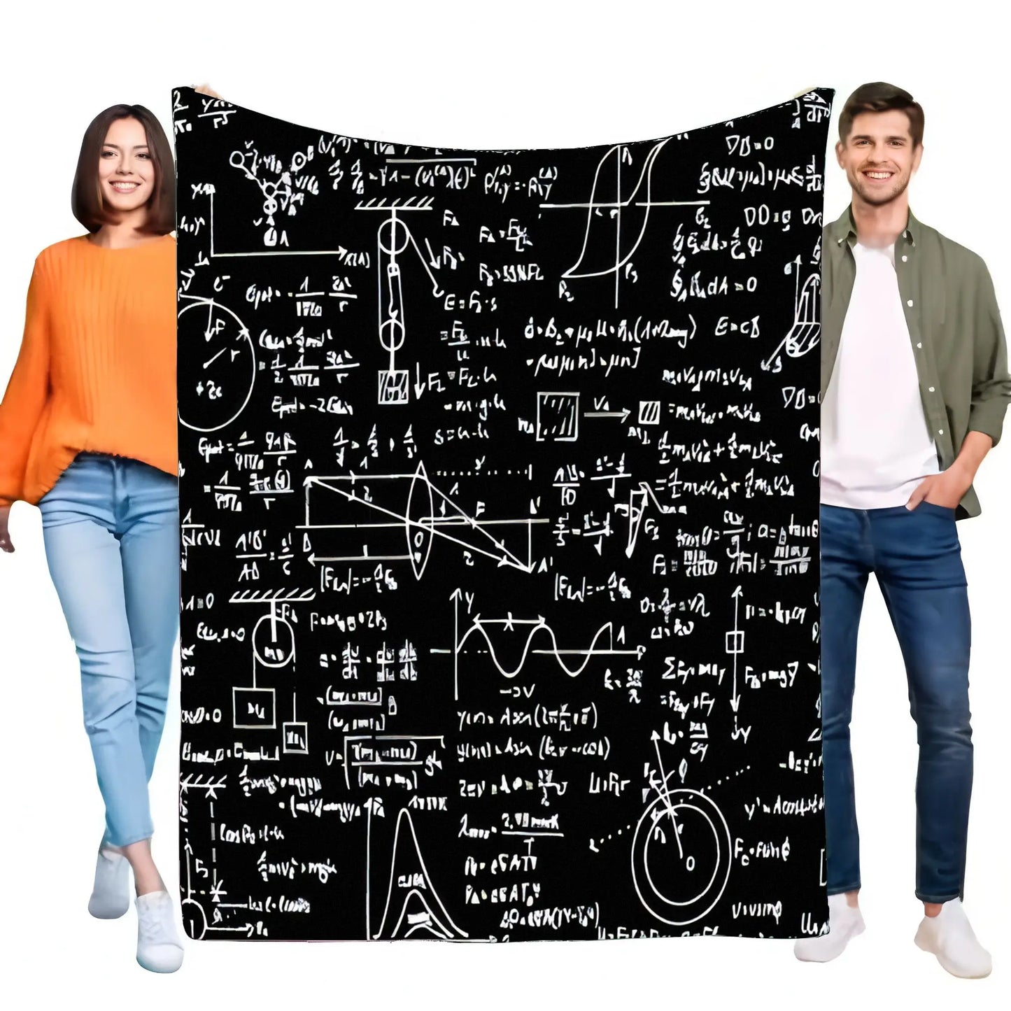 STEM Physics Math Formula Blanket Soft Cozy Lightweight Throw for Bed Sofa Couch Science Lover Gift Students Teachers Dorm Decor
