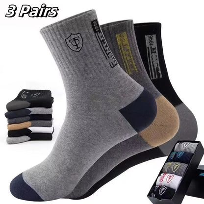 5 Pairs Premium Thickened Business Seasonal Versatile Stylish Mid-calf Socks for Men Anti-odor Mid-calf Athletic Socks