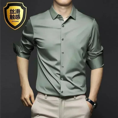 Men's White Shirt Long Sleeve Non iron Business Dress Slim Fit Korean Version Professional Work White Casual Men's Suit Shirt