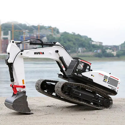 Huina 1594 Full Metal Remote Control 1592 Excavator 1/14 Electric Heavy Duty  22 Channels Rc Excavator For Children Toys Model