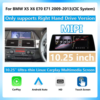 Wireless CarPlay Android Auto Display Multimedia Player For BMW X5 X6 F15 E70 E71 2009-2017 NBT CIC GPS Touch Screen 1920*720