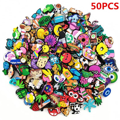 20/50/100/200/500 Pcs Random Cartoon Shoe Charms For Clogs Bubble Slides Sandals PVC Shoe Decorations Accessories For Teens Gift