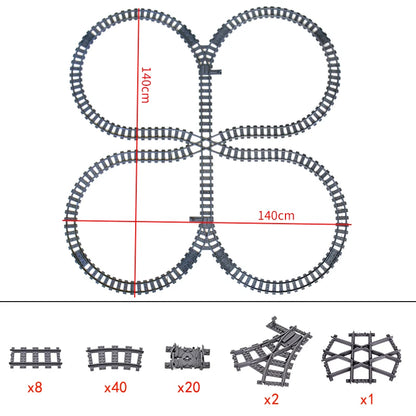 City Trains Flexible Tracks Forked Straight Curved Rails Switch Building Block Bricks High-Tech Creative Toys for kids gifts