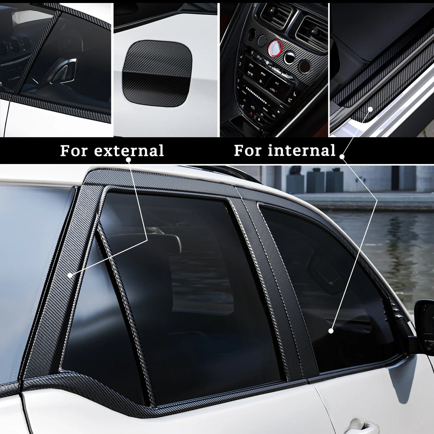 1-10m Nano Carbon Fiber Car 3D Tape Sticker Wrap Door Mirror Paste Protector Strip DIY Protection Film Waterproof Adhesive Vinyl