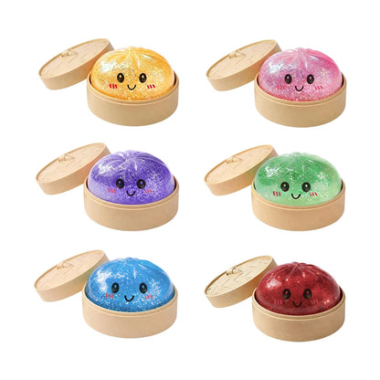 Mini Glitter Dumpling Squishy with Box Dumplings Sensory Squeeze Toy for Stress Relief Random Color Cute