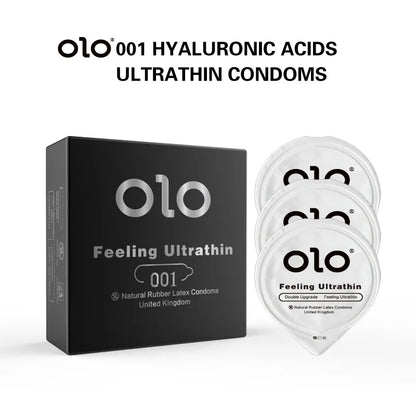 OLO Ultra Thin Condom 0.01 Feeling Penis Sleeve Hyaluronic Acids Rubber Latex Ejaculation Delay Condoms Intimate Sex Toy Product