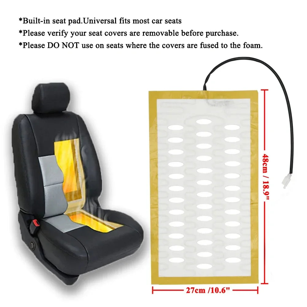 Car Seat Heater Universal 12V Alloy Wire Fast Heating Heat Pads 3 Levels Dual Square Control Switch With Harness Winter Warmer