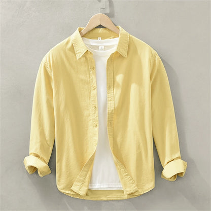Mens long sleeve regular shirt Multi-color cotton plain shirt for Young men work tops Autumn men's clothing loose casual shirts