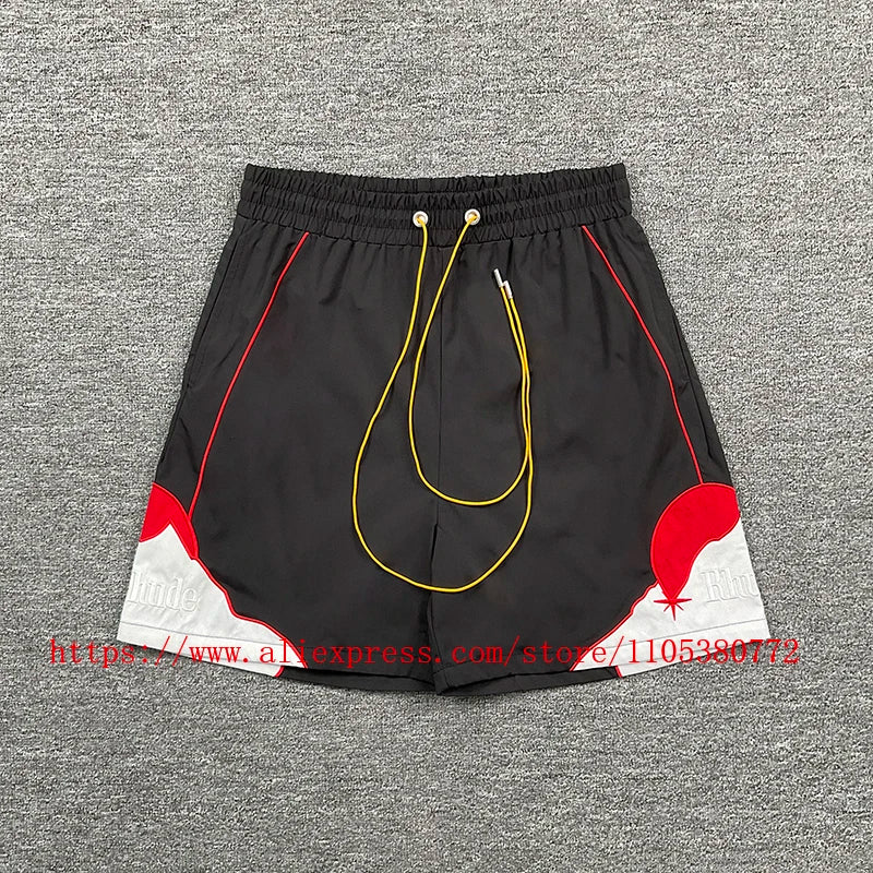 New Arrival RHUDE Print Casual Shorts Loose Street Shorts with Pockets Men's High Quality Shorts