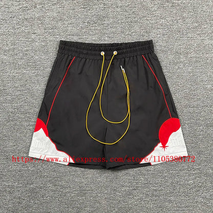 New Arrival RHUDE Print Casual Shorts Loose Street Shorts with Pockets Men's High Quality Shorts