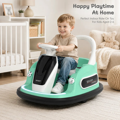 Kids Electric Bumper Car 318B, 2-6 Toddler Ride On Toy, Remote & Self-Dual Control, 360° Rotation, Bluetooth Music Early Educati
