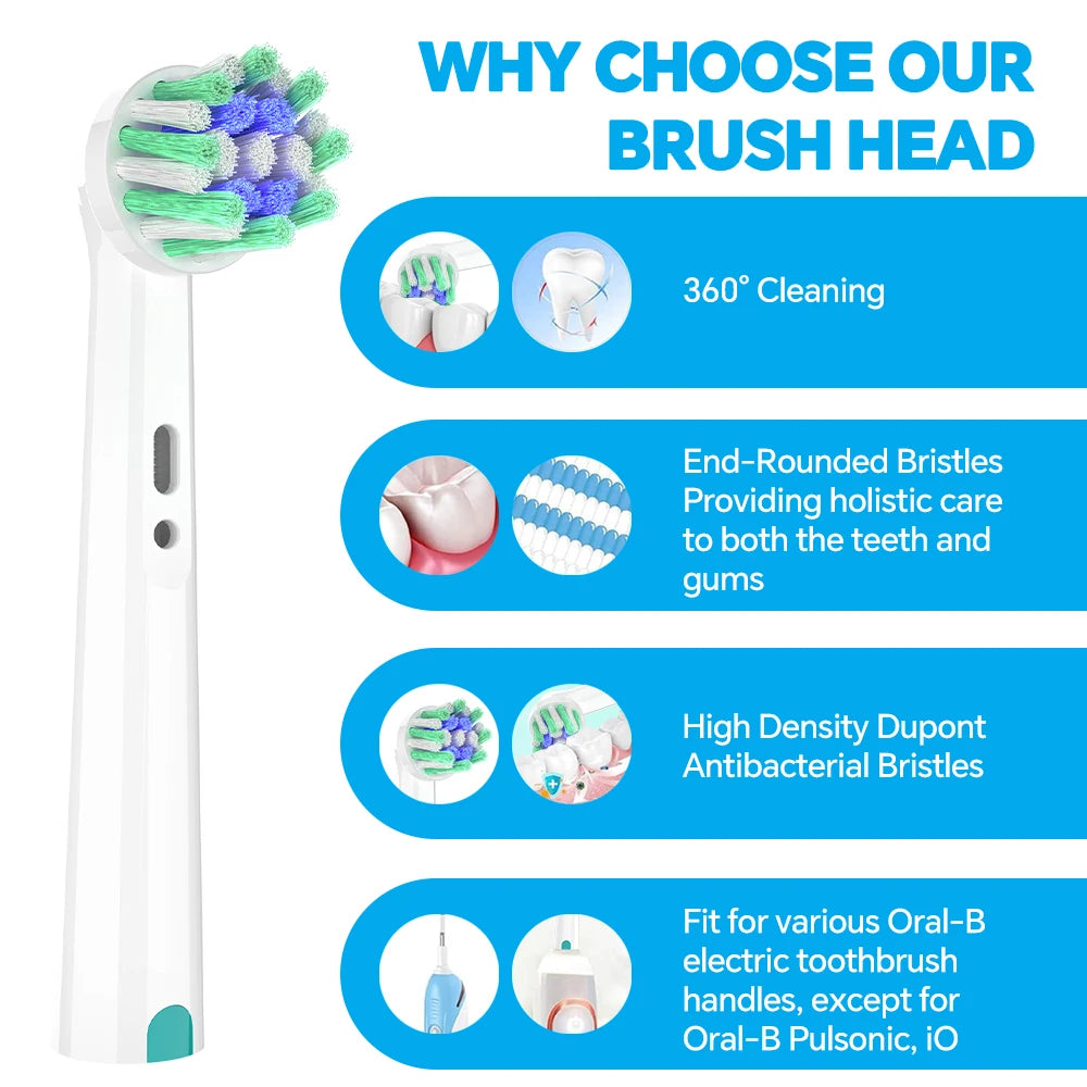 4/8/12/20pk Cross Bristles Brush Heads Compatible with Oral B Electric Toothbrush, Replacement Toothbrush Head for Pro 1000 500