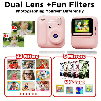 Kids Instant Camera Color Printing Camera 32GB 1080P Thermal Print Toys Camera Print Photo Video Games Music Children Gift