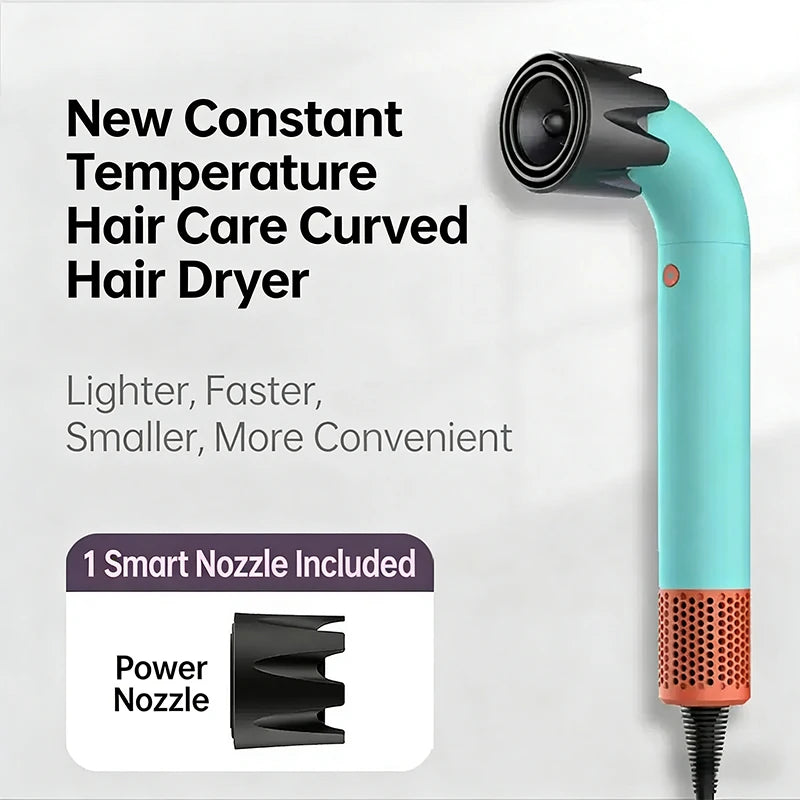 Professional High-Speed Hair Dryer with Curved Tube 30-Second Quick Drying Strong Wind Power for Efficient Styling
