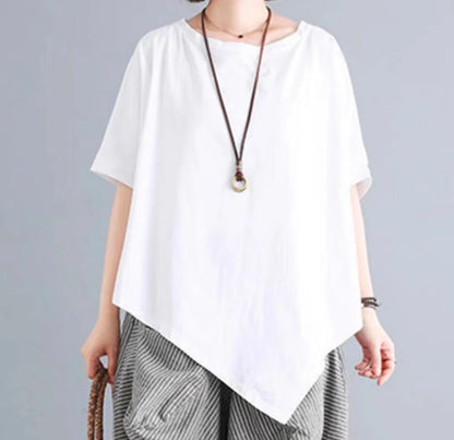 Cotton Blend Loose Fit Casual Women's T-irt And Harlan Pants Set Single Piece Summer Faion Ensemble for plus Size