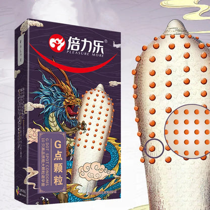 Ultra-Thin Lubricated Condoms Large Particles Ribbed Dotted Granular Passionate Contracepation Sex Toys for Men Penis Sleeves