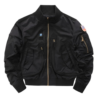 Men's flight jacket - waterproof field coat Fashionable stand up collar outdoor training clothes, streetwear tops, outerwear