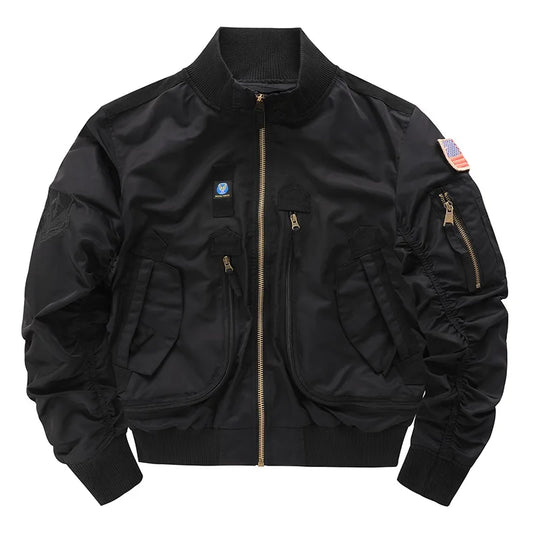 Men's flight jacket - waterproof field coat Fashionable stand up collar outdoor training clothes, streetwear tops, outerwear