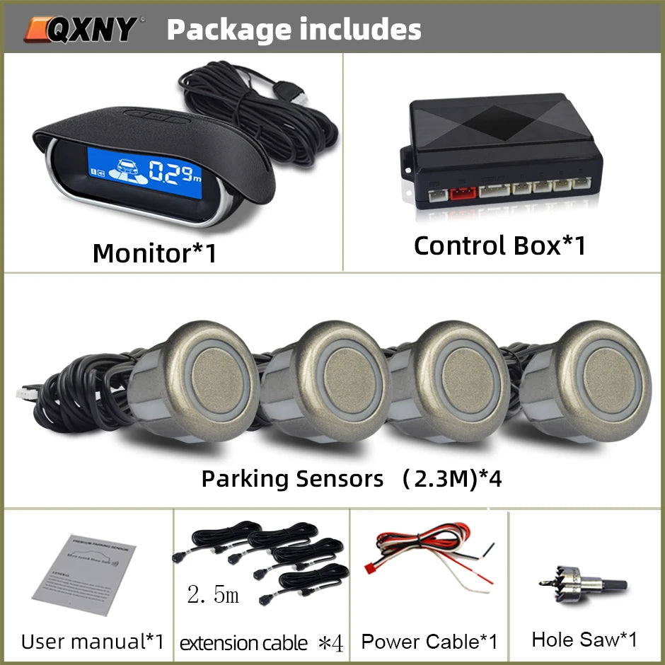 Car Front Parking Sensor Kit Auto Parktronic Assistant System LCD Monitor Buzzer Voice Volume Can be Adjusted  Vehicle Universal