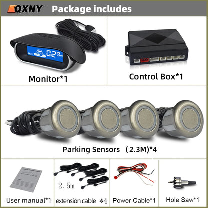 Car Front Parking Sensor Kit Auto Parktronic Assistant System LCD Monitor Buzzer Voice Volume Can be Adjusted  Vehicle Universal